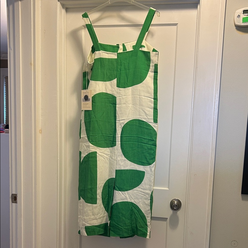 Mara Hoffman Maureen Green & White Geometric Button-Front Dress - M, NWT - Picture 6 of 16
